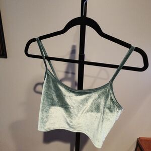 PINK Victoria's Secret Velvet Crop Cami - Sage